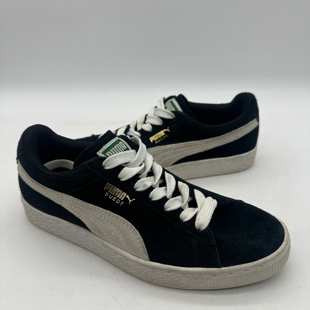 Puma 355462-01 Womens Size 7.5 Shoes Black White Low Top Suede Classic Sneakers